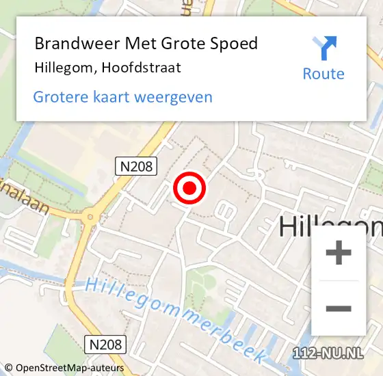 Locatie op kaart van de 112 melding: Brandweer Met Grote Spoed Naar Hillegom, Hoofdstraat op 5 juni 2022 19:05