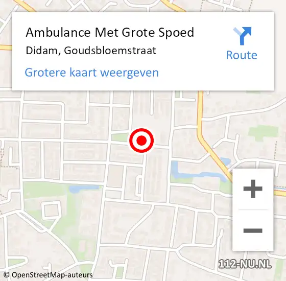 Locatie op kaart van de 112 melding: Ambulance Met Grote Spoed Naar Didam, Goudsbloemstraat op 5 juni 2022 19:14