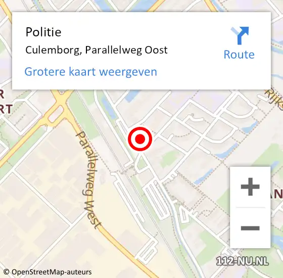 Locatie op kaart van de 112 melding: Politie Culemborg, Parallelweg Oost op 5 juni 2022 19:14