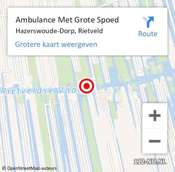 Locatie op kaart van de 112 melding: Ambulance Met Grote Spoed Naar Hazerswoude-Dorp, Rietveld op 5 juni 2022 19:20