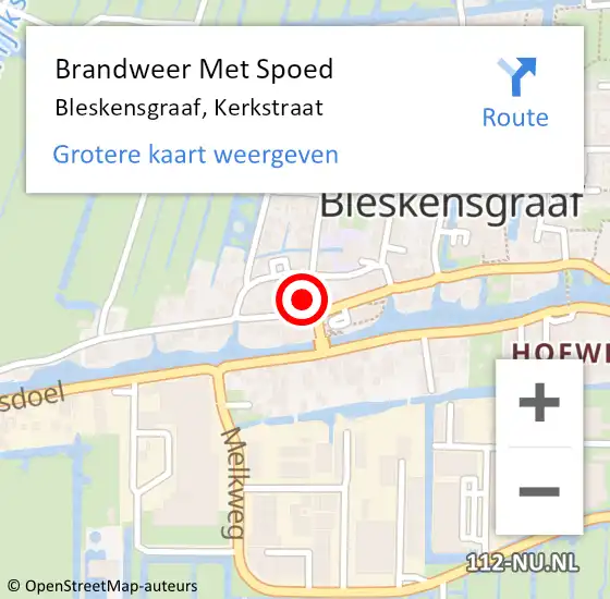 Locatie op kaart van de 112 melding: Brandweer Met Spoed Naar Bleskensgraaf, Kerkstraat op 5 juni 2022 19:24