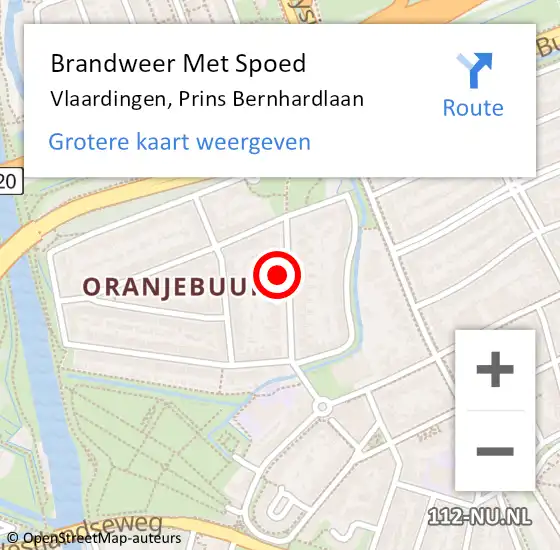 Locatie op kaart van de 112 melding: Brandweer Met Spoed Naar Vlaardingen, Prins Bernhardlaan op 5 juni 2022 19:30