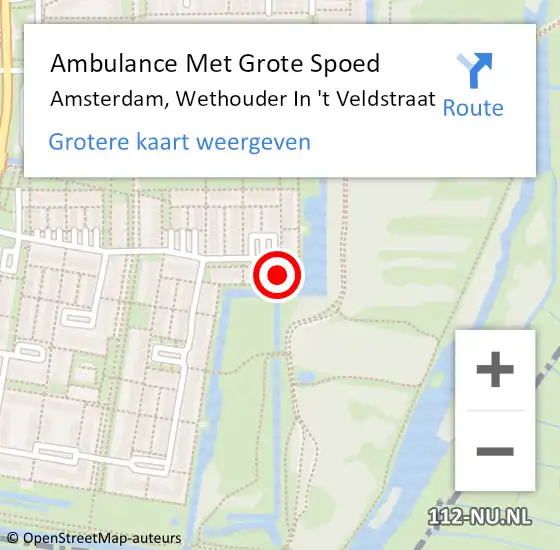 Locatie op kaart van de 112 melding: Ambulance Met Grote Spoed Naar Amsterdam-Zuidoost, Wethouder In 't Veldstraat op 5 juni 2022 19:50