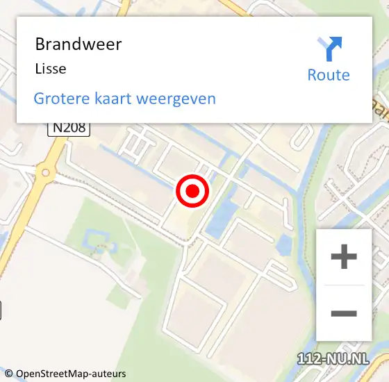 Locatie op kaart van de 112 melding: Brandweer Lisse op 5 juni 2022 19:50