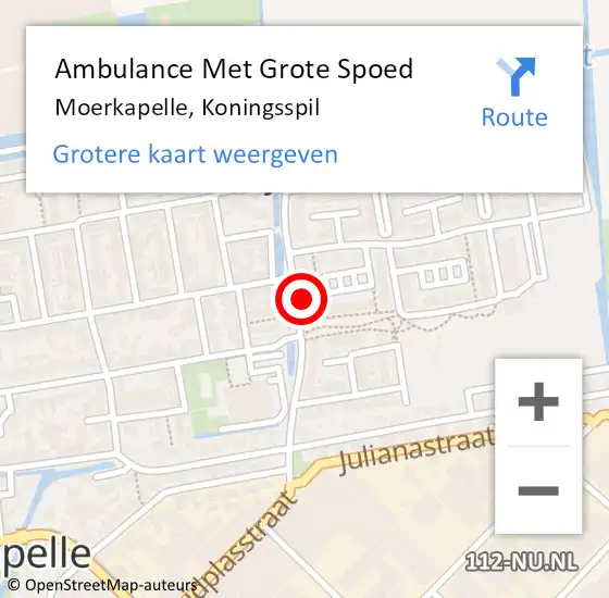 Locatie op kaart van de 112 melding: Ambulance Met Grote Spoed Naar Moerkapelle, Koningsspil op 5 juni 2022 20:38