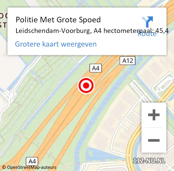 Locatie op kaart van de 112 melding: Politie Met Grote Spoed Naar Leidschendam-Voorburg, A4 hectometerpaal: 45,4 op 5 juni 2022 20:46