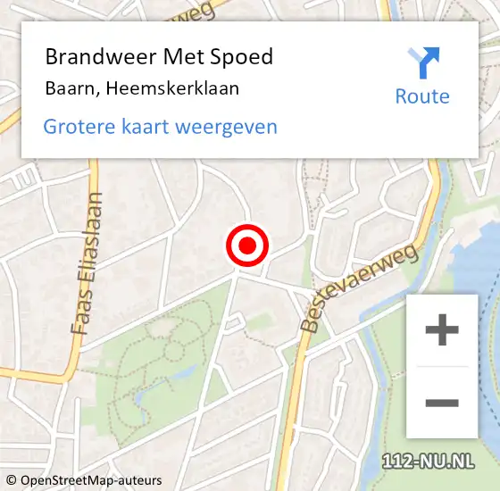 Locatie op kaart van de 112 melding: Brandweer Met Spoed Naar Baarn, Heemskerklaan op 5 juni 2022 20:59