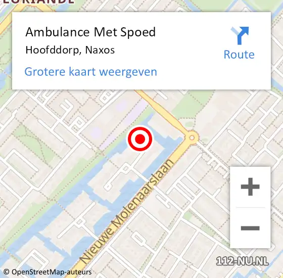 Locatie op kaart van de 112 melding: Ambulance Met Spoed Naar Hoofddorp, Naxos op 5 juni 2022 21:00