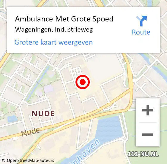 Locatie op kaart van de 112 melding: Ambulance Met Grote Spoed Naar Wageningen, Industrieweg op 5 juni 2022 21:12