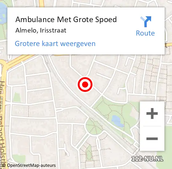 Locatie op kaart van de 112 melding: Ambulance Met Grote Spoed Naar Almelo, Irisstraat op 5 juni 2022 21:12