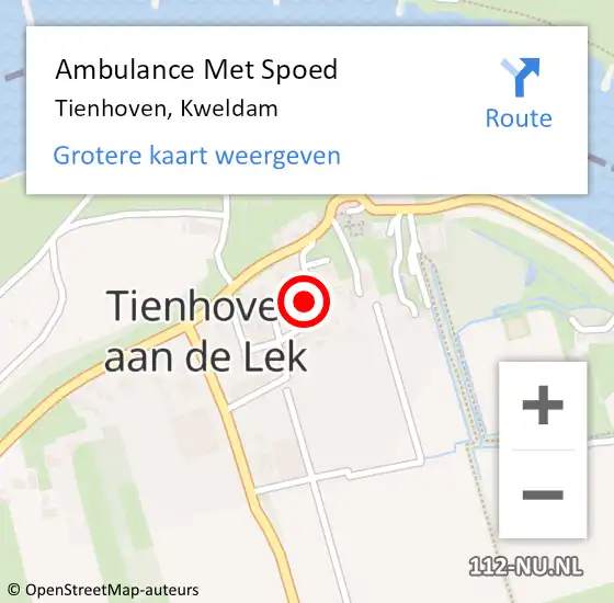 Locatie op kaart van de 112 melding: Ambulance Met Spoed Naar Tienhoven, Kweldam op 19 juli 2014 11:43