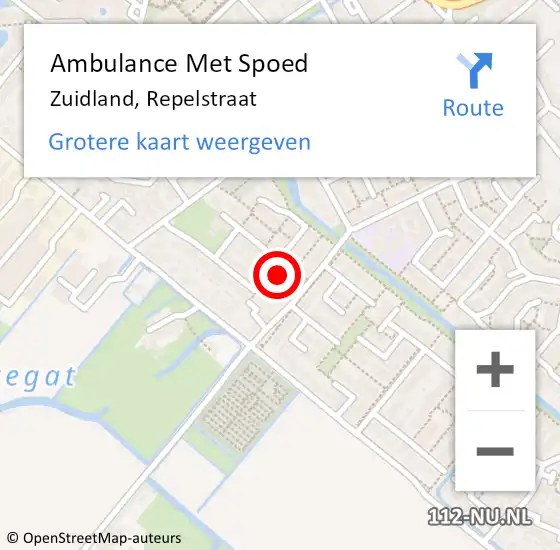 Locatie op kaart van de 112 melding: Ambulance Met Spoed Naar Zuidland, Repelstraat op 5 juni 2022 21:21