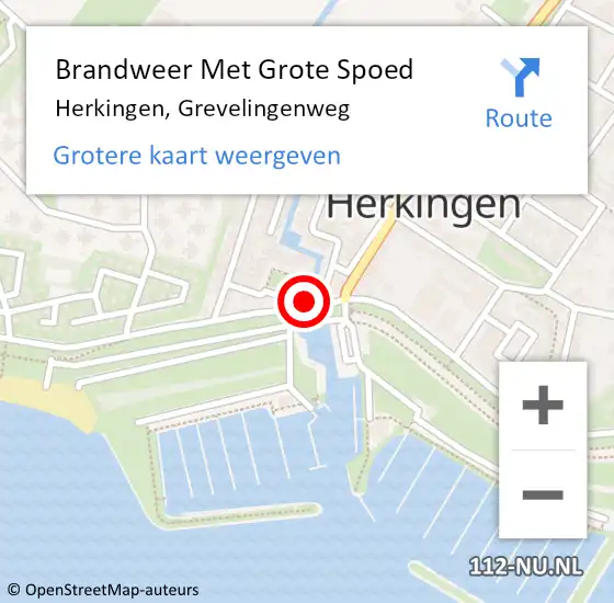 Locatie op kaart van de 112 melding: Brandweer Met Grote Spoed Naar Herkingen, Grevelingenweg op 5 juni 2022 21:22