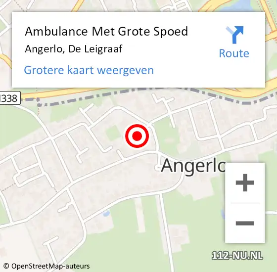 Locatie op kaart van de 112 melding: Ambulance Met Grote Spoed Naar Angerlo, De Leigraaf op 5 juni 2022 21:46
