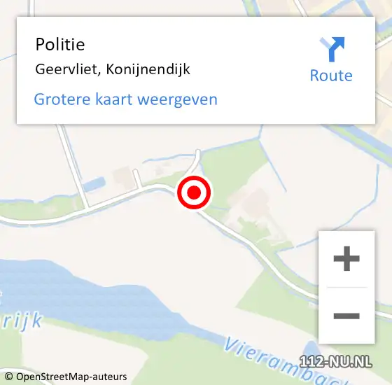 Locatie op kaart van de 112 melding: Politie Geervliet, Konijnendijk op 5 juni 2022 22:04