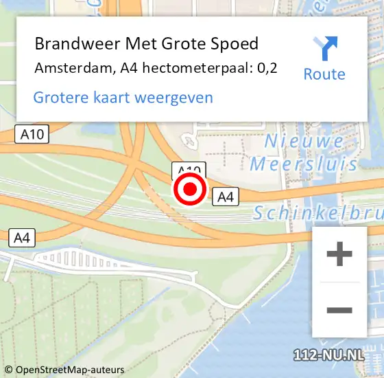 Locatie op kaart van de 112 melding: Brandweer Met Grote Spoed Naar Amsterdam, A4 hectometerpaal: 0,2 op 5 juni 2022 22:11