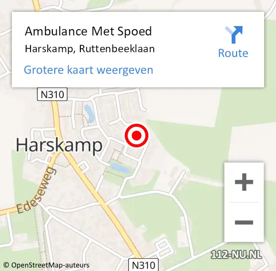 Locatie op kaart van de 112 melding: Ambulance Met Spoed Naar Harskamp, Ruttenbeeklaan op 5 juni 2022 22:15