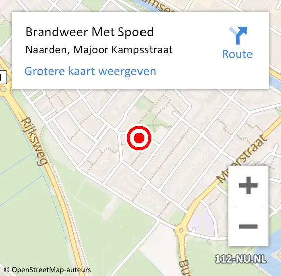 Locatie op kaart van de 112 melding: Brandweer Met Spoed Naar Naarden, Majoor Kampsstraat op 5 juni 2022 22:36