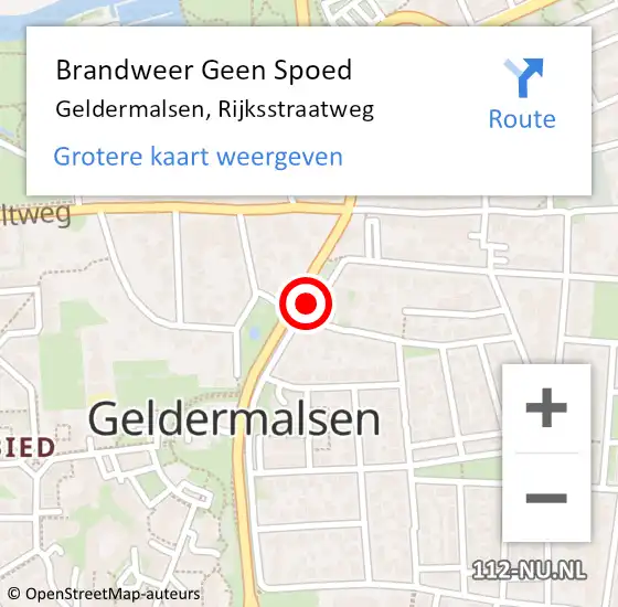 Locatie op kaart van de 112 melding: Brandweer Geen Spoed Naar Geldermalsen, Rijksstraatweg op 5 juni 2022 23:18