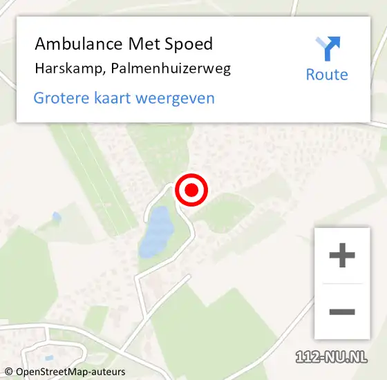 Locatie op kaart van de 112 melding: Ambulance Met Spoed Naar Harskamp, Palmenhuizerweg op 5 juni 2022 23:31