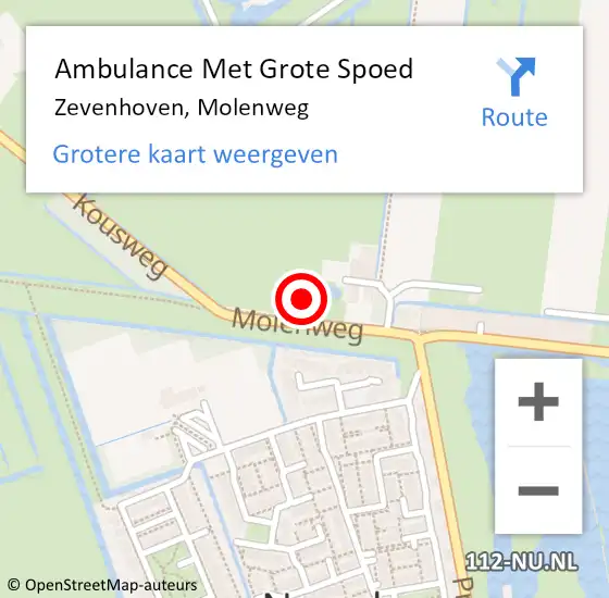 Locatie op kaart van de 112 melding: Ambulance Met Grote Spoed Naar Zevenhoven, Molenweg op 5 juni 2022 23:33