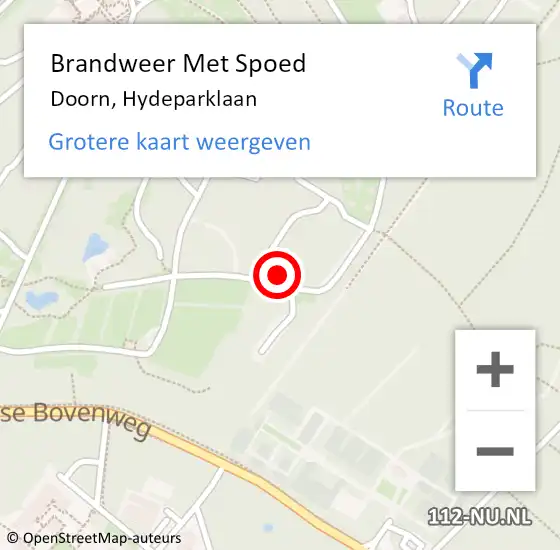 Locatie op kaart van de 112 melding: Brandweer Met Spoed Naar Doorn, Hydeparklaan op 5 juni 2022 23:41