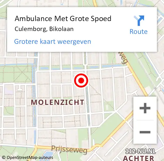 Locatie op kaart van de 112 melding: Ambulance Met Grote Spoed Naar Culemborg, Bikolaan op 5 juni 2022 23:51