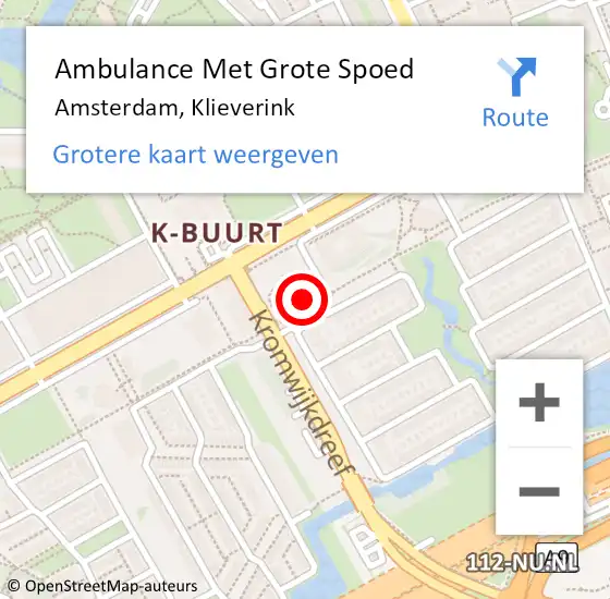 Locatie op kaart van de 112 melding: Ambulance Met Grote Spoed Naar Amsterdam-Zuidoost, Klieverink op 5 juni 2022 23:57