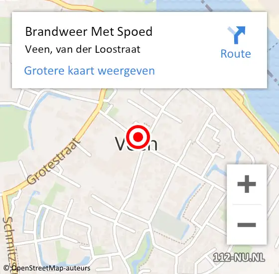 Locatie op kaart van de 112 melding: Brandweer Met Spoed Naar Veen, van der Loostraat op 6 juni 2022 00:16