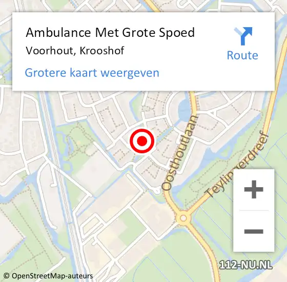 Locatie op kaart van de 112 melding: Ambulance Met Grote Spoed Naar Voorhout, Krooshof op 6 juni 2022 00:35