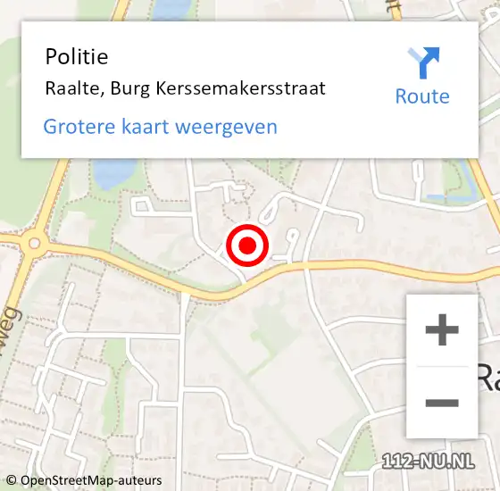 Locatie op kaart van de 112 melding: Politie Raalte, Burg Kerssemakersstraat op 6 juni 2022 01:21