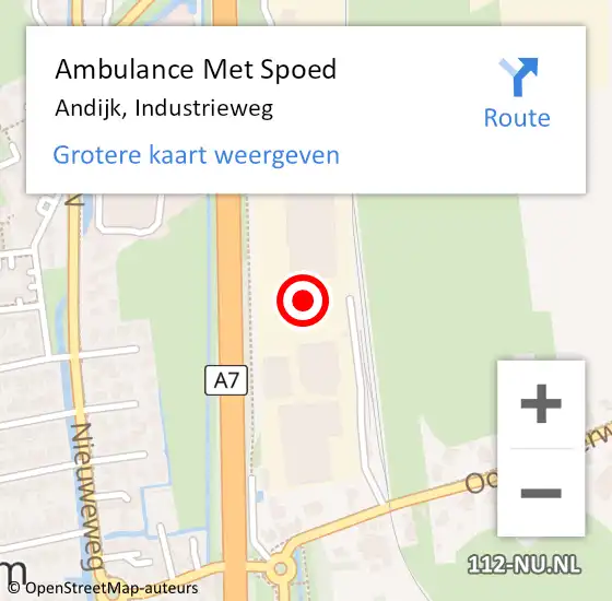 Locatie op kaart van de 112 melding: Ambulance Met Spoed Naar Andijk, Industrieweg op 6 juni 2022 01:26