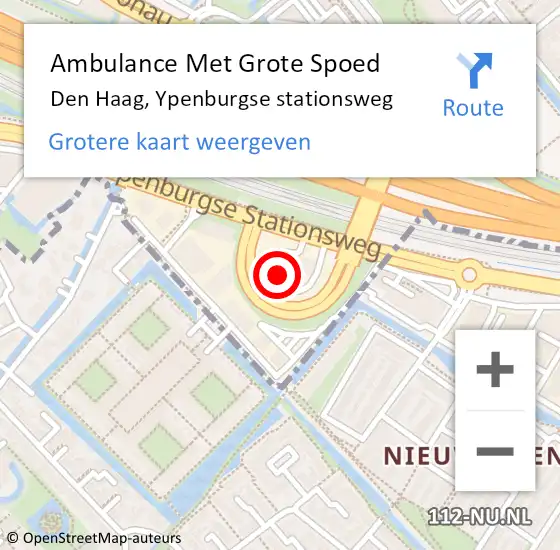 Locatie op kaart van de 112 melding: Ambulance Met Grote Spoed Naar Den Haag, Ypenburgse stationsweg op 6 juni 2022 01:42