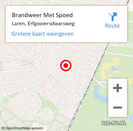 Locatie op kaart van de 112 melding: Brandweer Met Spoed Naar Laren, Erfgooiersdwarsweg op 6 juni 2022 01:49