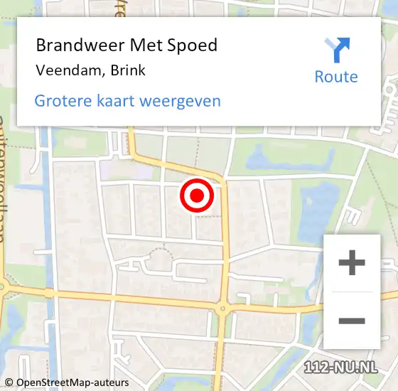 Locatie op kaart van de 112 melding: Brandweer Met Spoed Naar Veendam, Brink op 6 juni 2022 01:50