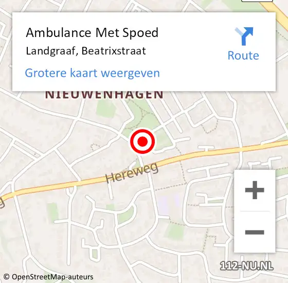 Locatie op kaart van de 112 melding: Ambulance Met Spoed Naar Landgraaf, Beatrixstraat op 19 juli 2014 11:58