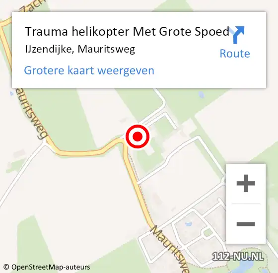 Locatie op kaart van de 112 melding: Trauma helikopter Met Grote Spoed Naar IJzendijke, Mauritsweg op 6 juni 2022 03:24