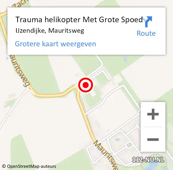 Locatie op kaart van de 112 melding: Trauma helikopter Met Grote Spoed Naar IJzendijke, Mauritsweg op 6 juni 2022 03:27