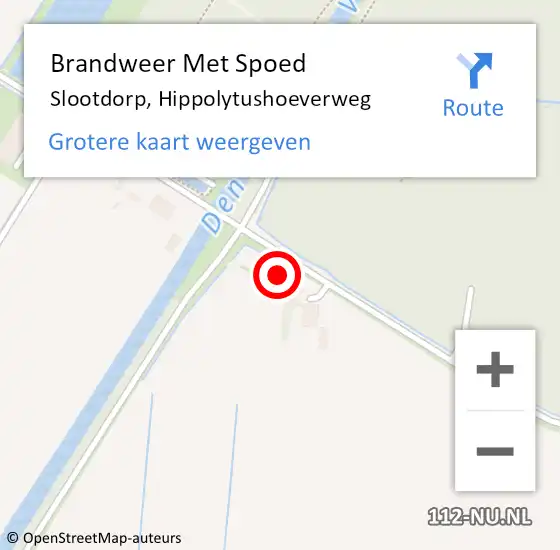 Locatie op kaart van de 112 melding: Brandweer Met Spoed Naar Slootdorp, Hippolytushoeverweg op 6 juni 2022 03:32