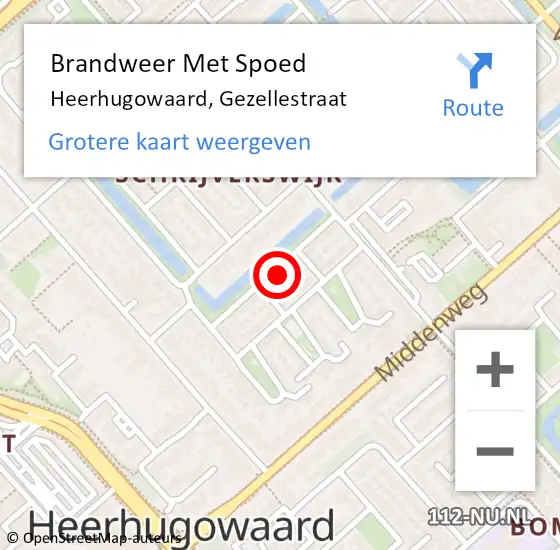 Locatie op kaart van de 112 melding: Brandweer Met Spoed Naar Heerhugowaard, Gezellestraat op 6 juni 2022 04:18