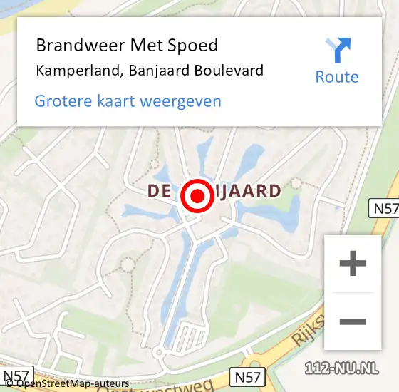 Locatie op kaart van de 112 melding: Brandweer Met Spoed Naar Kamperland, Banjaard Boulevard op 6 juni 2022 05:37