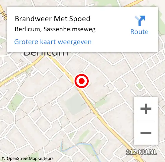 Locatie op kaart van de 112 melding: Brandweer Met Spoed Naar Berlicum, Sassenheimseweg op 6 juni 2022 07:23