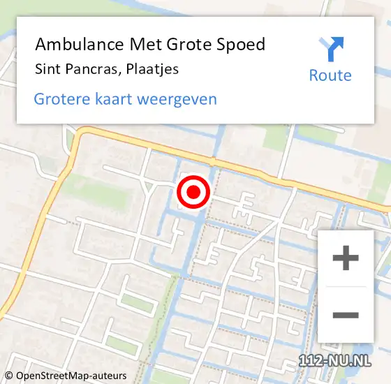 Locatie op kaart van de 112 melding: Ambulance Met Grote Spoed Naar Sint Pancras, Plaatjes op 6 juni 2022 07:45