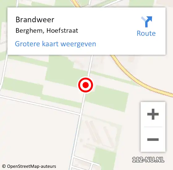 Locatie op kaart van de 112 melding: Brandweer Berghem, Hoefstraat op 19 juli 2014 12:11