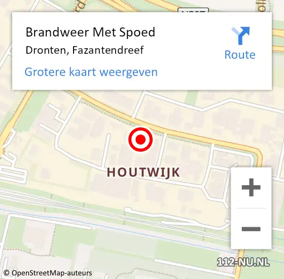 Locatie op kaart van de 112 melding: Brandweer Met Spoed Naar Dronten, Fazantendreef op 6 juni 2022 08:17