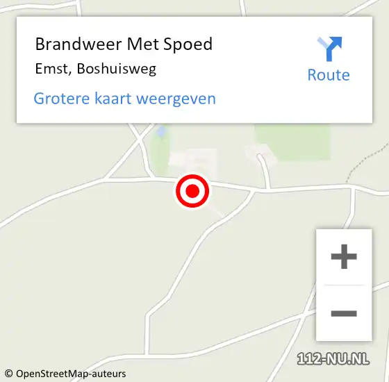 Locatie op kaart van de 112 melding: Brandweer Met Spoed Naar Emst, Boshuisweg op 6 juni 2022 08:31