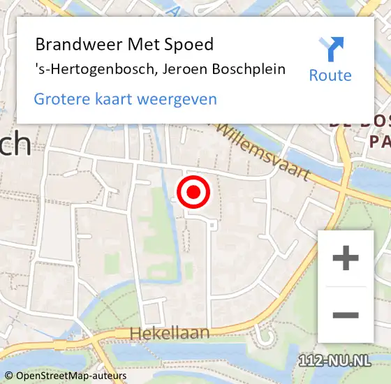 Locatie op kaart van de 112 melding: Brandweer Met Spoed Naar 's-Hertogenbosch, Jeroen Boschplein op 6 juni 2022 08:31