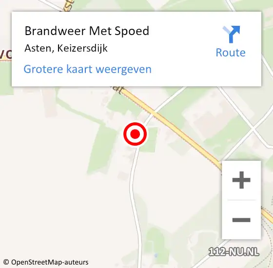 Locatie op kaart van de 112 melding: Brandweer Met Spoed Naar Asten, Keizersdijk op 6 juni 2022 08:57