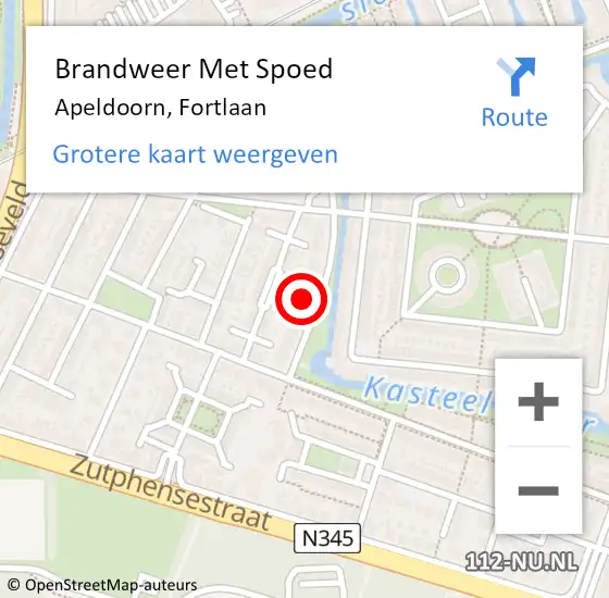 Locatie op kaart van de 112 melding: Brandweer Met Spoed Naar Apeldoorn, Fortlaan op 6 juni 2022 09:32