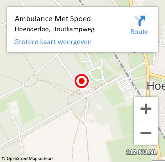 Locatie op kaart van de 112 melding: Ambulance Met Spoed Naar Hoenderloo, Houtkampweg op 6 juni 2022 09:44